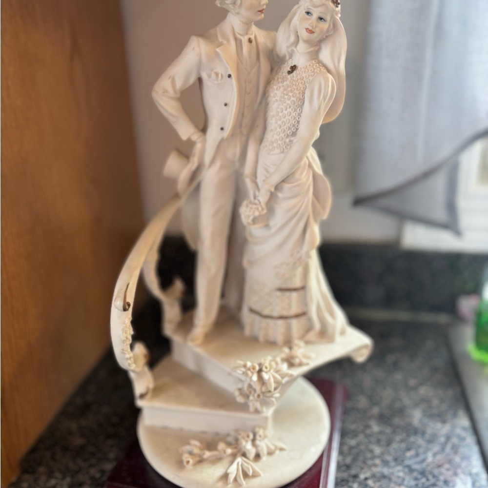 Giorgio Armani Cream and Gold Porcelain Bridal Couple Sculpture